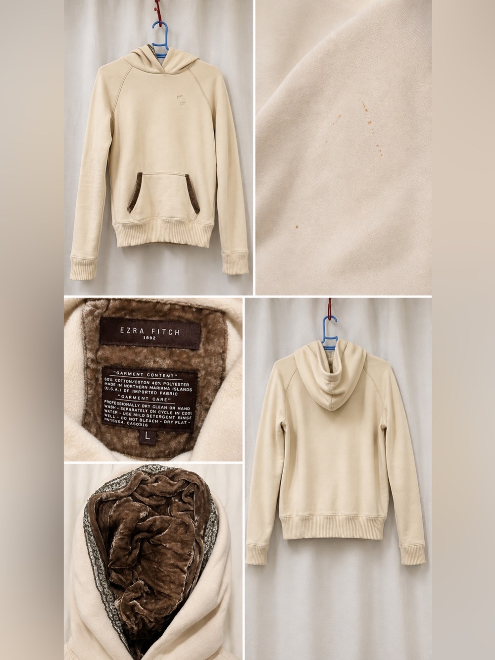 Ezra Fitch Cream Cowl-Neck Hoodie Sweater